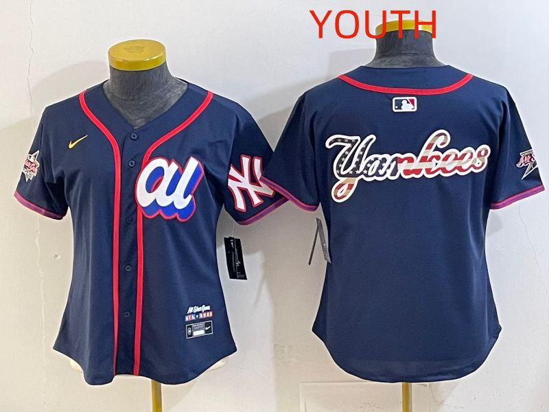 Youth 2025 New York Yankees Blank Drak Blue All star Nike MLB Jersey style 04